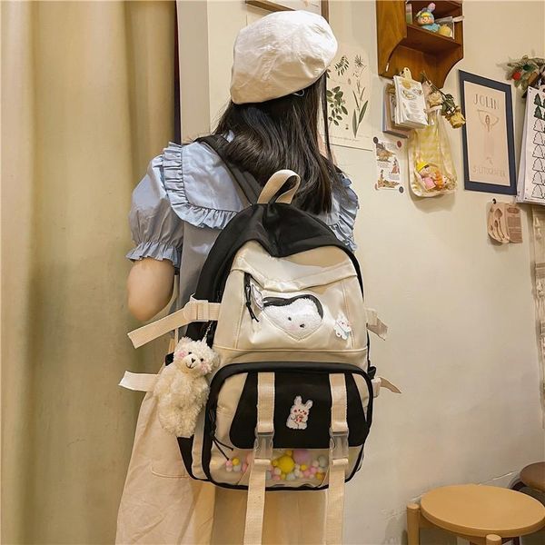 

school bags harajuku cute doll women's backpack fashion nylon waterproof university for girls large capacity travel backbags
