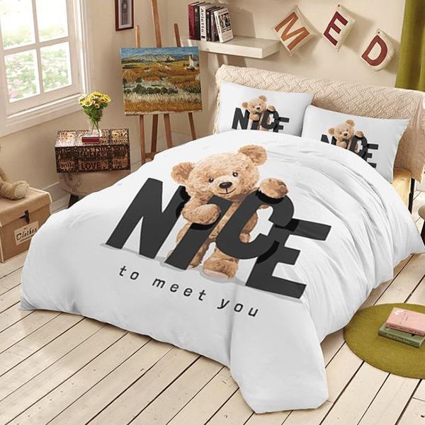 

bedding sets kids duvet cover children bedspread cute teddy bear king  set comforter with pillowcases 150x200 135x200