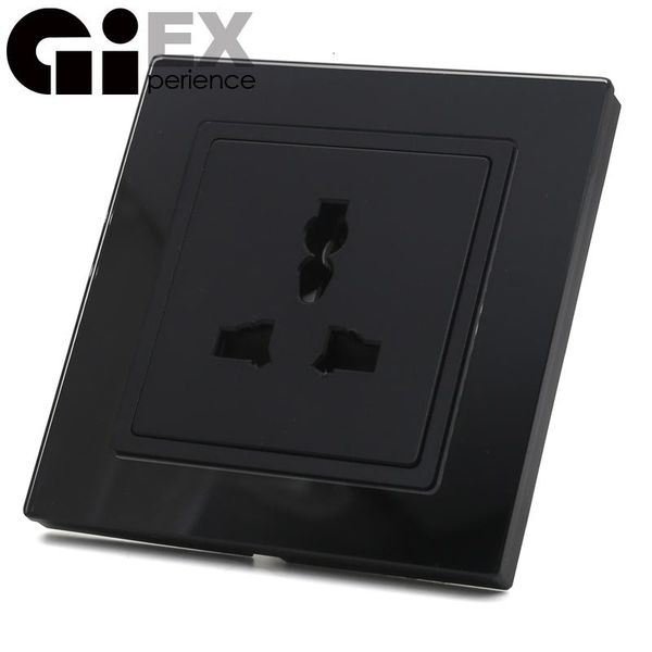 

smart home control black glass panel universal socket 3 hole 10a same color as touch switch customizable siamese & 90-250v
