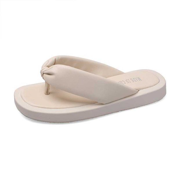 

summer designer temperament non-slip round head flip flops female beach flat slipper for ladies woman casual women shoe 210611, Black