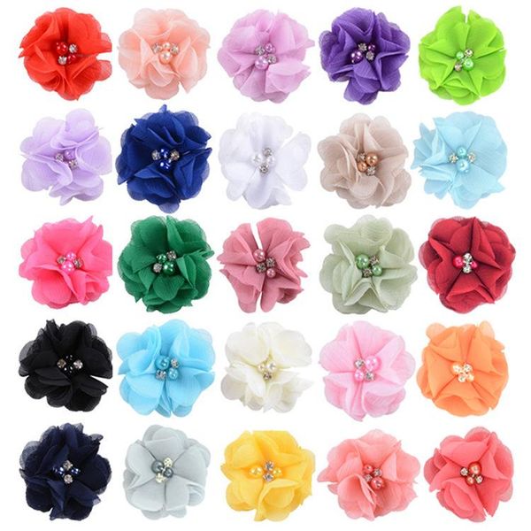 

decorative flowers & wreaths 5cmx5pcs hand sewing pearl chiffon for hair accessories clothes hats dress decoration diy craft supplies headwe