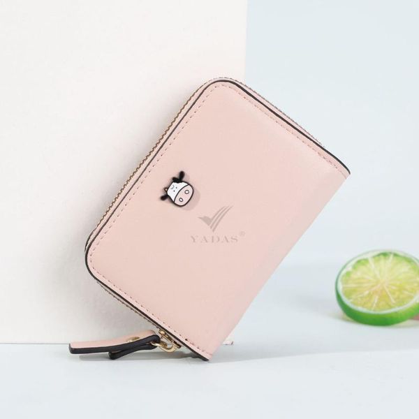 

card holders cute cow print small wallet for cards only women kawaii holder case girl luxury leather tarjetero mujer cuero, Brown;gray