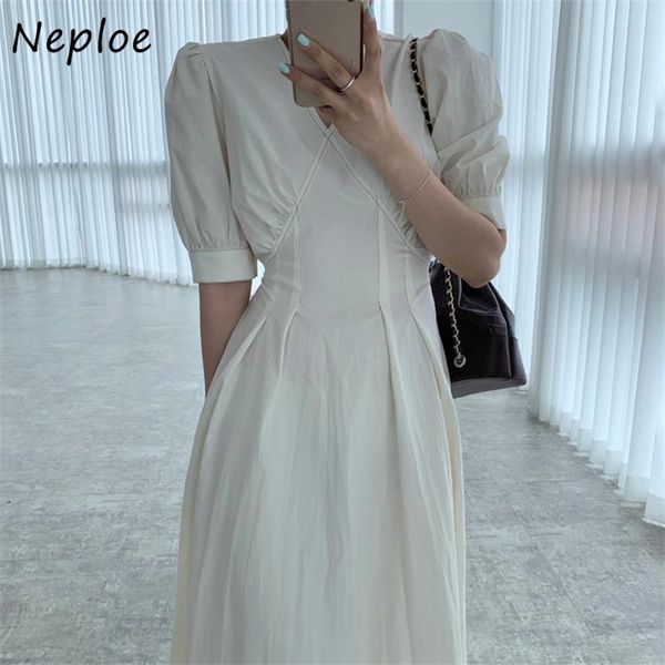 

v neck short sleeve pullover dress women high waist hip a line long vestidos summer slim robe all match 210422, Black;gray