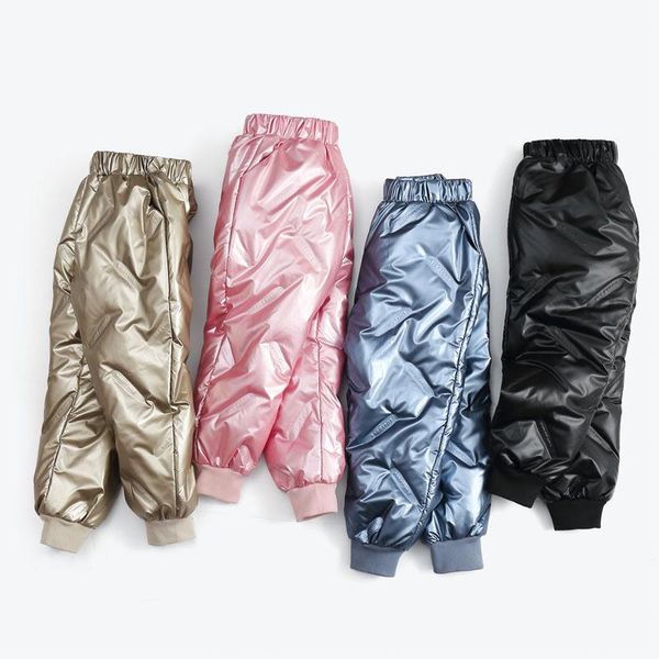 

trousers boys girls down pants winter children casual warm long for baby 3 to 12 years kids thick glossy no-wash clothing 2021, Blue
