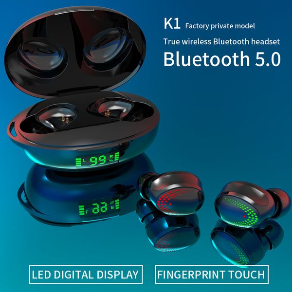 

earphones wireless tws sport headsets earbuds touch bluetooth 5.0 earphones waterproof with microphone for iphone samsung huawei k1