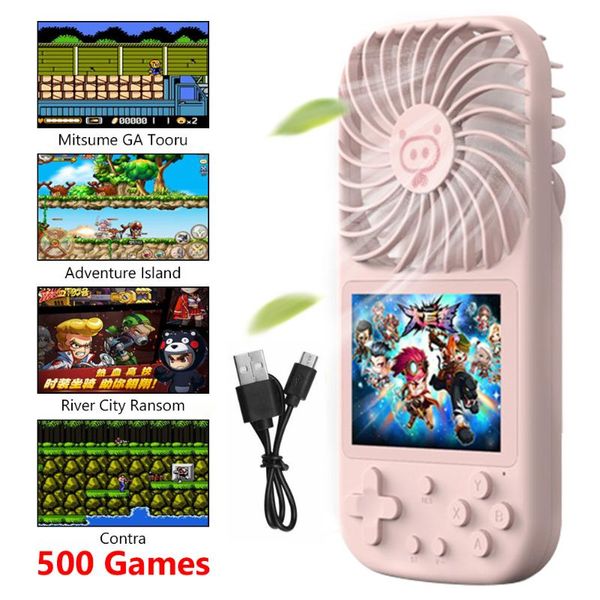 

portable game players 500 in 1 video fan console colorful screen classic retro games mini handheld 3 wind speed gift