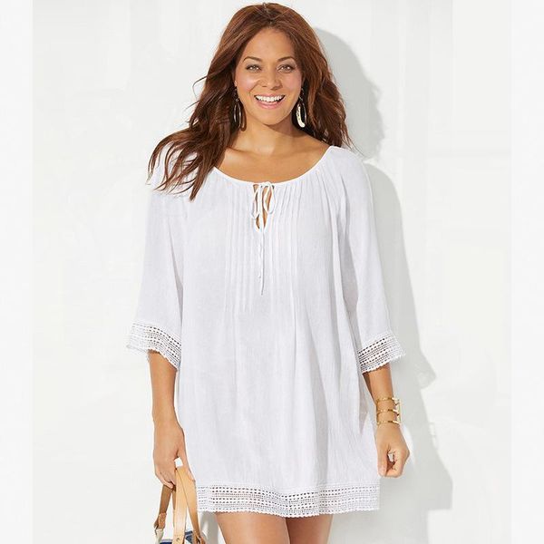 

plus size dresses for the beach wear long cover up swimwear bathing suit women coverups pareos de playa mujer 2021 women's, White;black