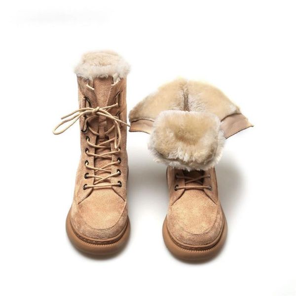 

boots snow women's fashion casual winter shoes comfortable suede plush fur warm mid-calf women cotton, Black