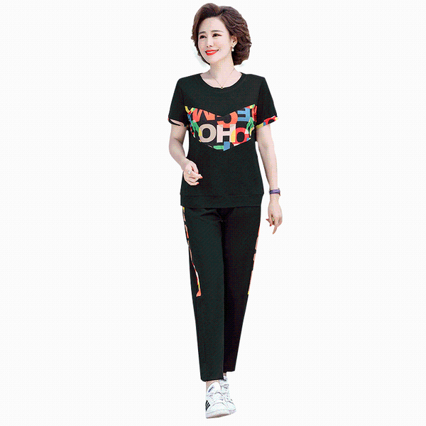 

women's tracksuits 2 piece set women outfit sportswear short sleeve t shirt + pants suits summer clothing, Gray