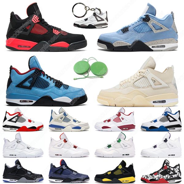 

5.5-13 mens basketball shoes 4s 4 guava ice fire red neon white cement desert moss cool grey women men trainer sports sneakers