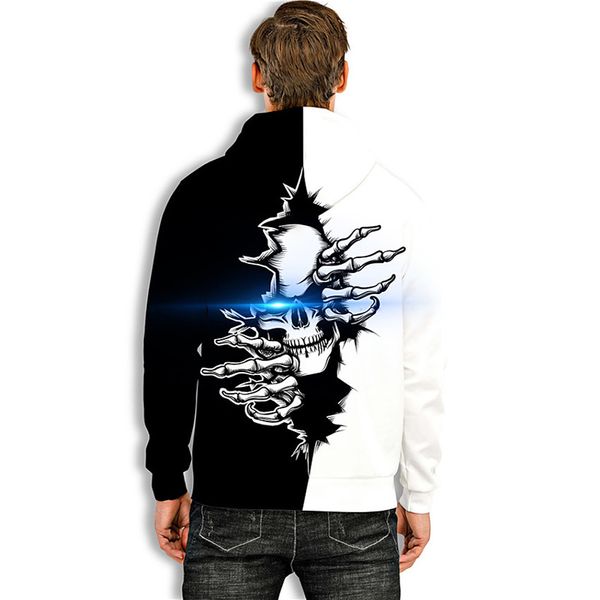 

laser eye undead men's 3d printing hoodie visual impact party punk goth round neck american sweatshirt hoodie, Black