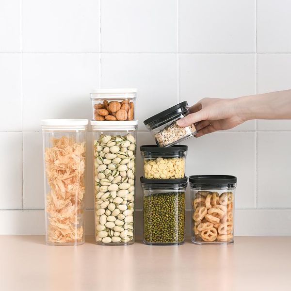 

1pc kitchen storage containers clear plastic container candy jar sealed bottle refrigerator organizer jars bottles &