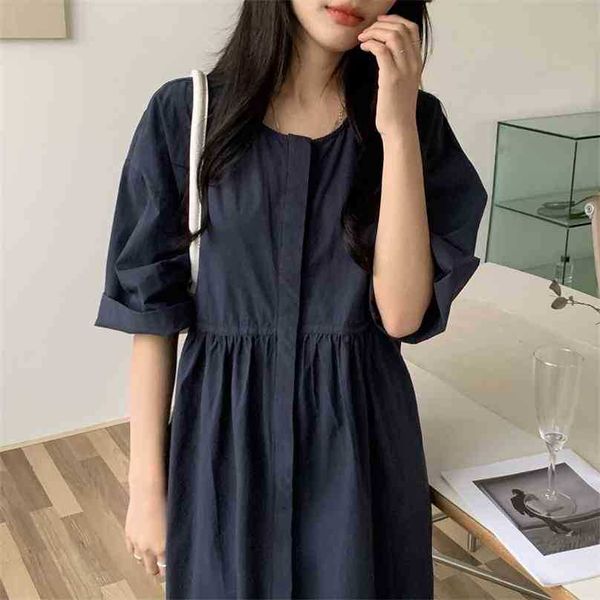 Outwear Slim Femme Oversize Streetwear Ragazze Abiti lunghi Gentle Brief Lady Loose Chic Summer Vestidos 210525