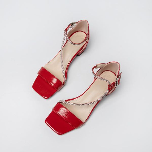 

simple summer rhinestone sandal with square toe sandals, Black