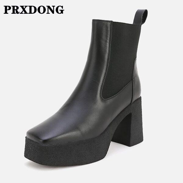 

boots brand women ankle genuine cow leather autumn winter warm office lady concise high heels casual short woman size 40, Black