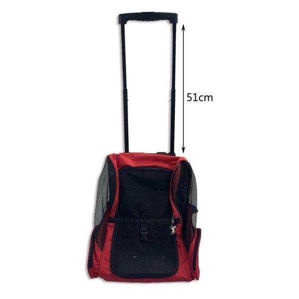

dog car seat covers deluxe backpack pet travel carrier with double wheels,pet bag for, puppy & small animals, airplane, train