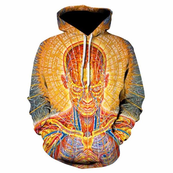 

men's hoodies & sweatshirts human body 3d printing jacket men casual street sweatshirt autumn hoodie clothes harajuku top, Black