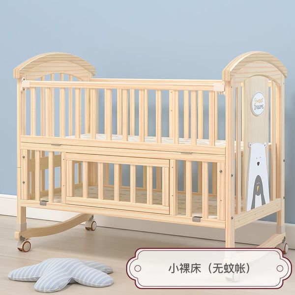 

baby cribs crib solid wood born cradle multi-functional paint-removable children stitching bed