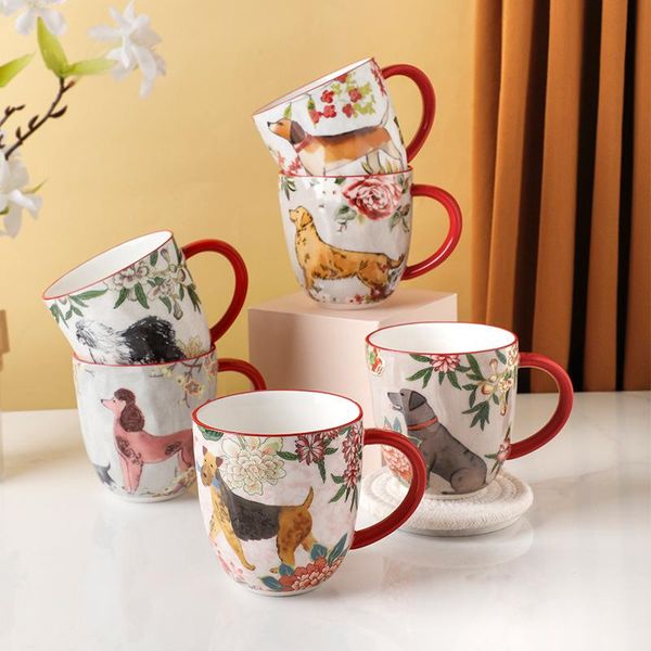 

mugs handmade ceramic dog american style home decor vintage kitchen office drinkware breakfast porcelain cup for coffee tea milk