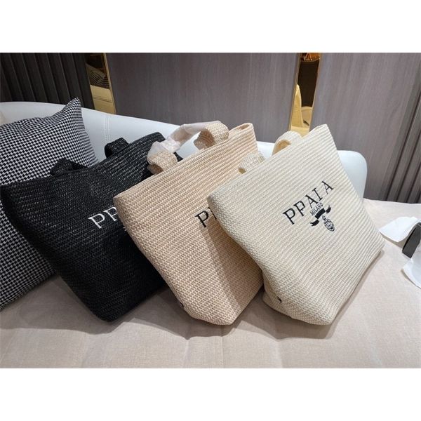 

raffi grass woven light one shoulder messenger bag curve hand portable beach shopping tote bag women purse outlet, Black;red