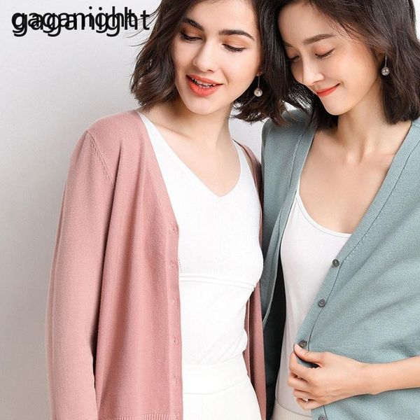 

women's knits & tees gaganight women cardigan knitted casual loose long sleeves spring autumn kardigan office lady korean crop solid ca, White