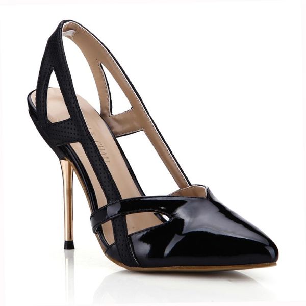 

chau dress party women pumps pointed toe stiletto iron high heels cut-outs office lady shoe zapatos mujer 3845d-5a shoes, Black