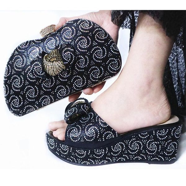 

dress shoes summer fashion black color and bag set heels women for evening party