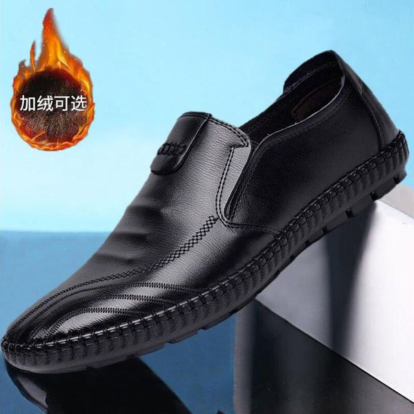 

dress shoes 2021 men's driving velvet casual slip-on cotton, Black
