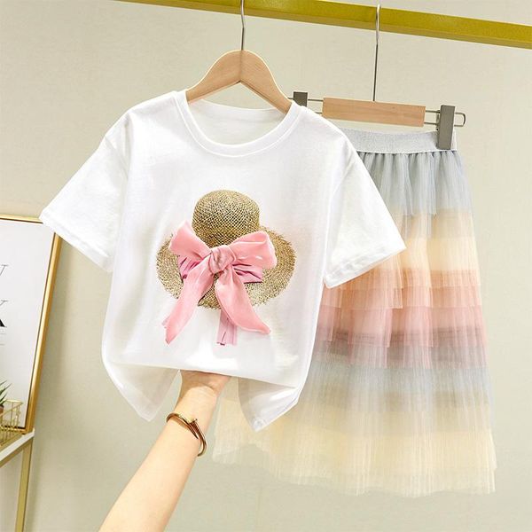 

clothing sets 8909 hat cake skirt suit 2 colors, White