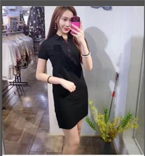

womens designer crocodile polo dress exquisite embroidery decoration womens casual summer dress lapel neck a line high quality, Black;gray