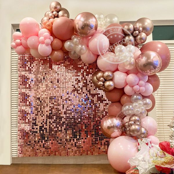 

127pcs retro pink balloons garland rose gold arch macaron pink latex globos wedding birthday party decorations kids plies