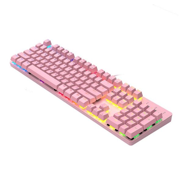

girly pink gaimg mechanical wired keyboard 104 keys usb interface mixed colorful backlight for girl gamers pc lapkeyboards