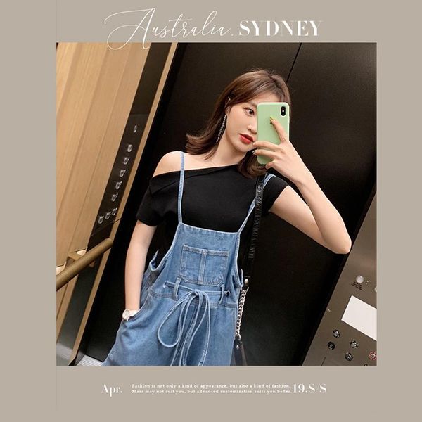 

women's t-shirt 2021 women irregular one shoulder lady short sleeve slim summer oblique collar solid color fashion shirt, White