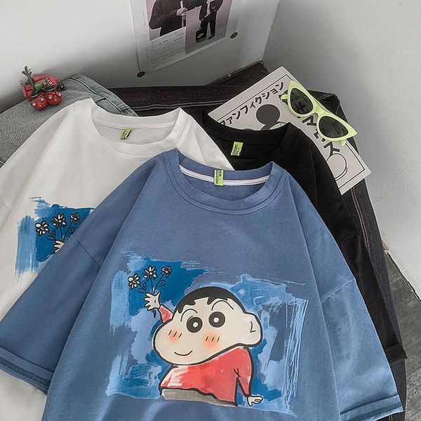 

men's t-shirts dos homens das mulheres anime japons crayon shin chan imprimir camisa harajuku tshirt ulzzang estilo coreano bonito t k, White;black