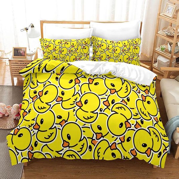 

bedding sets yellow duck set single twin full  king size little bed aldult kid bedroom duvetcover 3d print 011