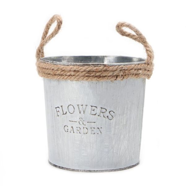 

vases vintage galvanised metal iron flower garden shabby vase pot barrel planter decor