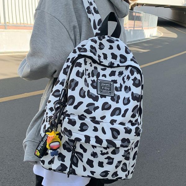 

waterproof nylon women backpacks female leopard printing large capacity travel bag girl schoolbag book kawaii backpack