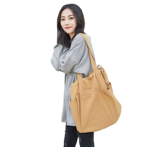

hylhexyr solid travel shopping bag rope pulling fashion canvas bags women's shoulder large capacity messenger crossbody #35