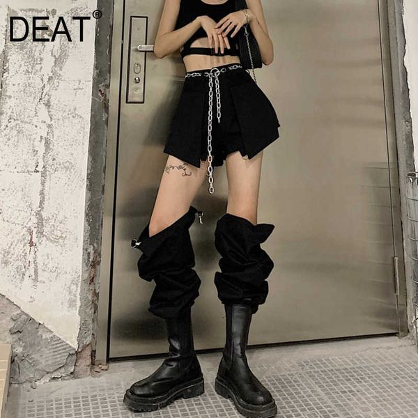 

[deat] summer fashion solid color high waist hollow out temperament loose women wide leg pants 13q563 210527, Black;white