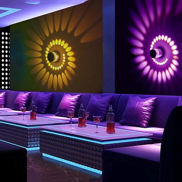 

wall lamps rgb led lamp 3w dimmable lights remote control surface mount effect for ktv game room bar corridor spiral hole