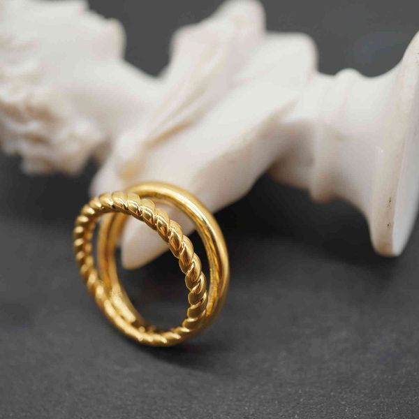 

products are fashionable and popular. simple double ring real gold metallic ins style, Silver