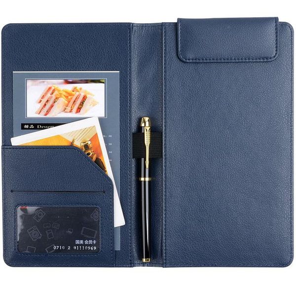 

business card files onlvan 10 pcs/lot navy color check book dark blue restaurant receipt holder luxury pu leather bill accept customized