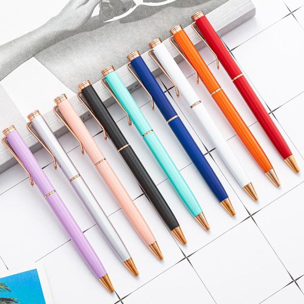 Penne a sfera 1 pezzo Lytwtw's Multicolor Wedding Metal Pen Office School Supplies Cancelleria Regalo in oro rosa