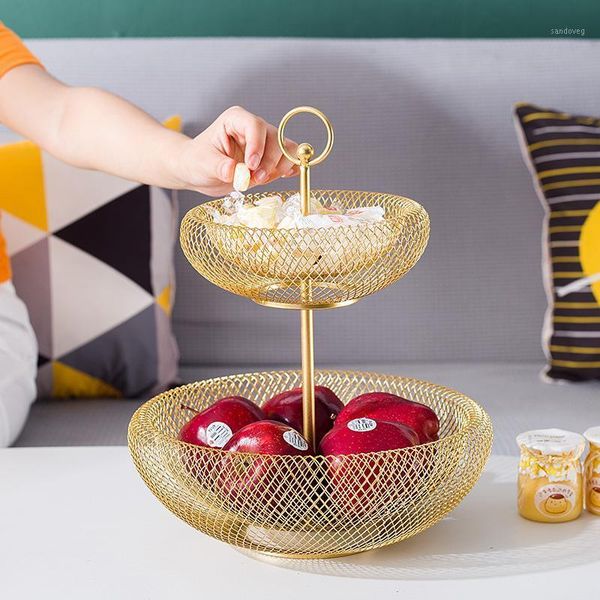 

metal fruit tray living room coffee table multi-layer basket creative multifunctional lou home storage snack bottles & jars