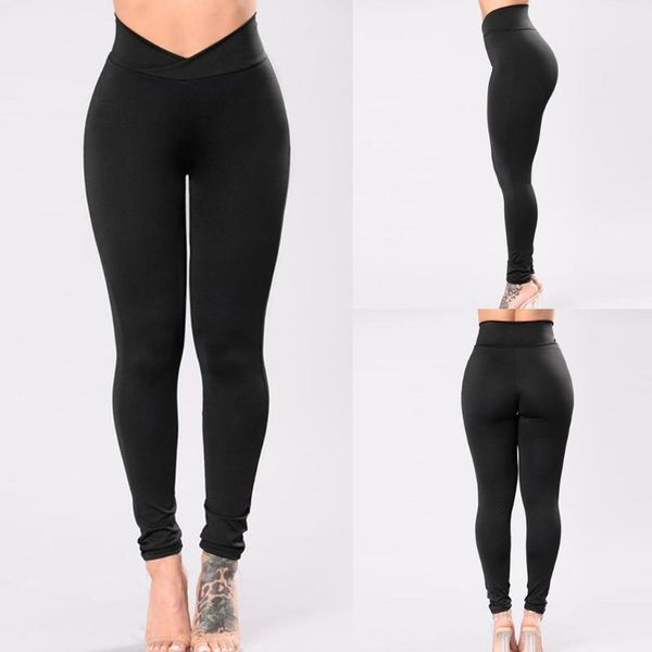 

women's leggings fashion pure-color fast-drying tight fitness runningpants slim cropped pants energy seamless gym woman, Black