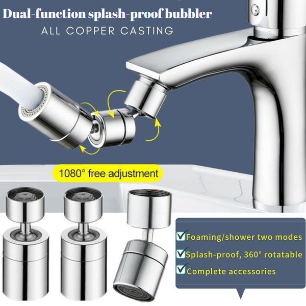 

other faucets, showers & accs 720 degree rotating aerator bubbler brass splash water nozzle stainless steel kitchen basin faucet (send inter