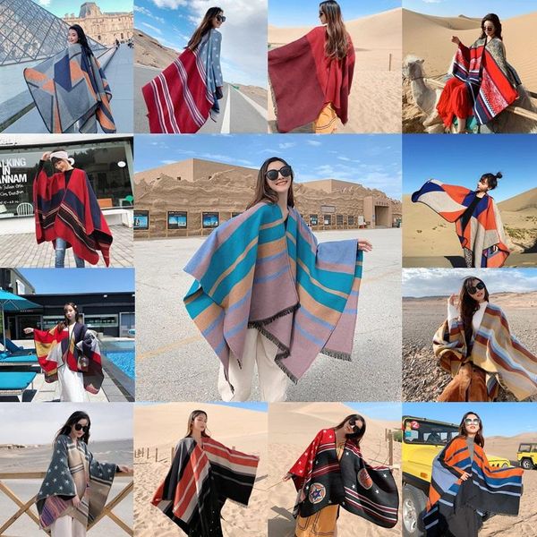 

scarves 20 styles autumn winter shawl 130*150cm oversize out wear scarf imitation cashmere women cloak female long warm pashmina cape, Blue;gray