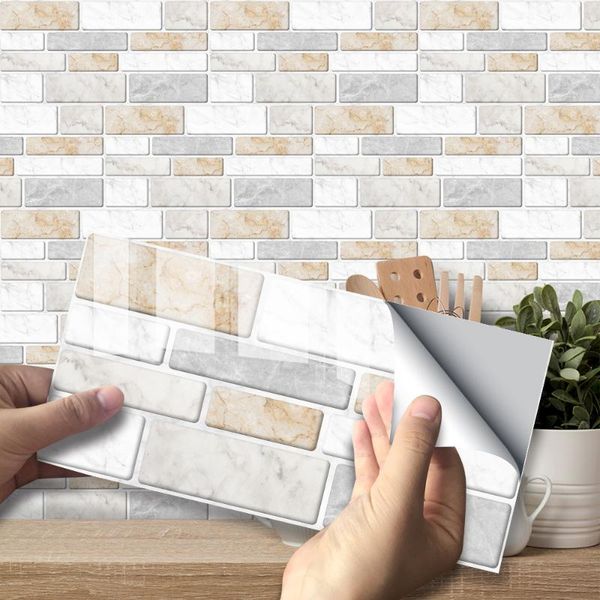 

wallpapers warm retro oil-proof waterproof tile wallpaper for kitchen bathroom ground house decoration