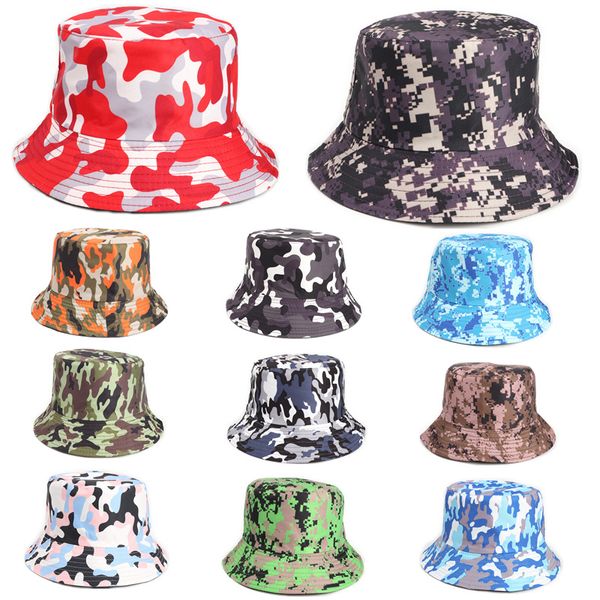 

2021 fashion joker camouflage print bucket hat fisherman hat outdoor travel hat sun cap hats for men and women 306, Blue;gray