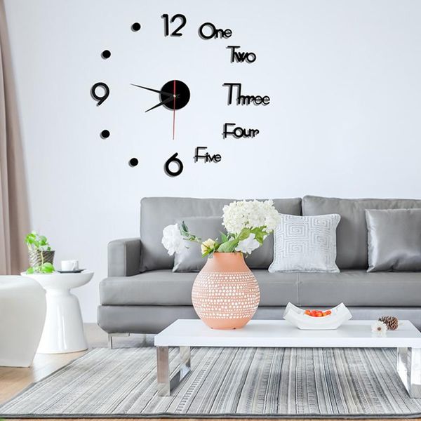 

wall clocks 3d diy acrylic home clock mirror stickers for decoration living room quartz needle self adhesive hanging watch